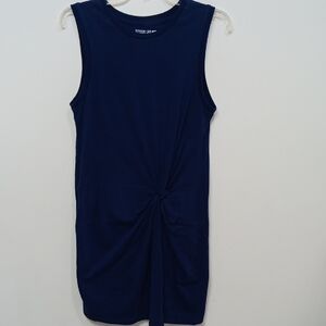 Design Lab Lord & Taylor Navy Knot-Detail Sleeveless Dress